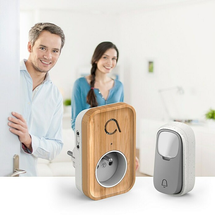 Avidsen Juego de timbre inalámbrico Bamboo Plug (150 m, 85 dB, Sin corriente, IP44) | BAUHAUS