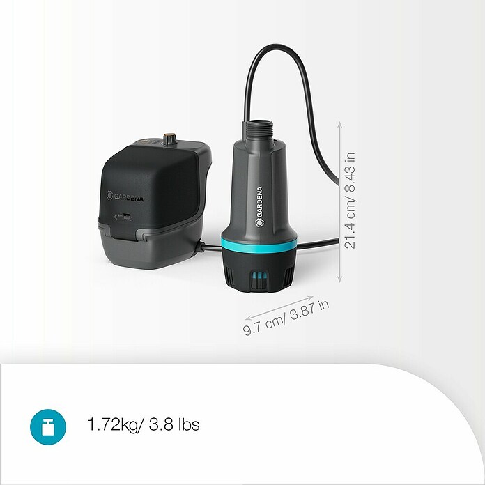 Gardena Akku-Regenfasspumpe Aquares 2400 ohne Akku (2,1 bar, 2 400 l/h, Ohne Akku) | BAUHAUS