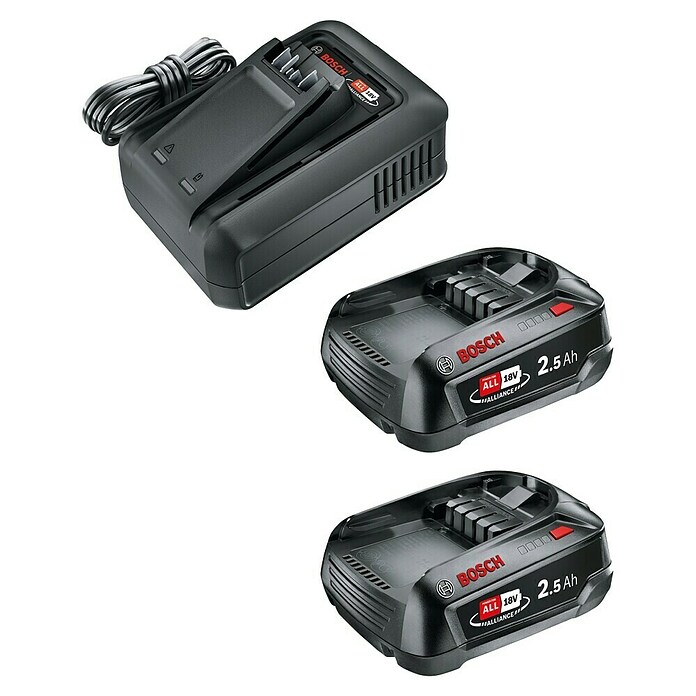 Bosch Power for All 18V Početni set set baterija i punjač P4A QC AL18V 44+2x2.5Ah  (2 baterije, 18 V, 2,5 Ah) | BAUHAUS