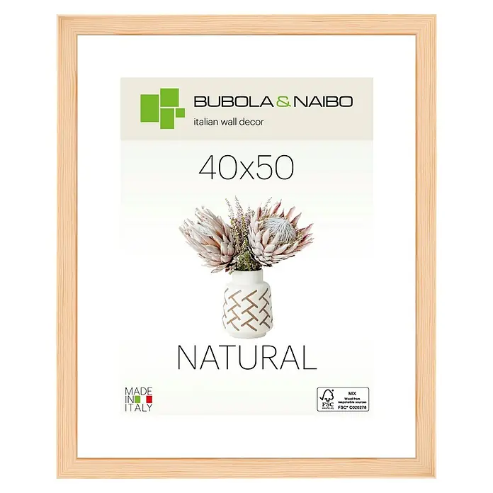 Holzrahmen 2701 - 40 x 50 cm, Natur, Glas - Natürlicher Bilderrahmen Bubola & Naibo 40x50, ideal für stilvolle Wanddekoration und hochwertige Präsentation Ihrer Lieblingsbilder.