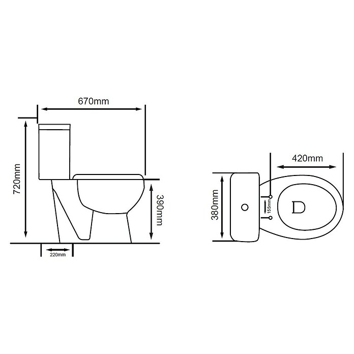 Set stajaća WC školjka s daskom Basic  (Š x V: 64,5 x 76,5 cm, Bijela) | BAUHAUS