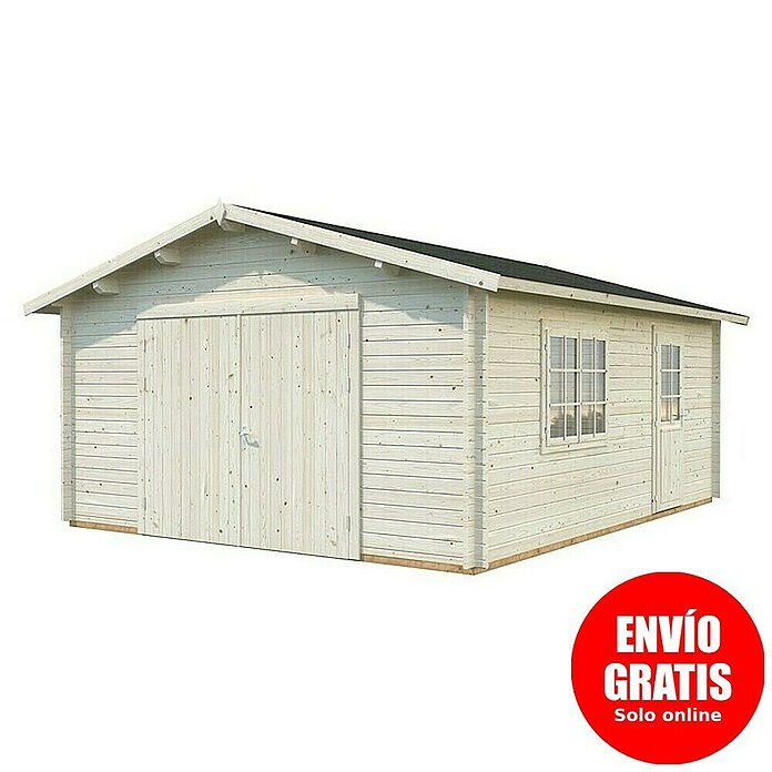 Palmako Garaje Roger con puerta abatible (Medidas ext. (An x Pr): 514 x 598 cm, Madera, Natural, 23,9 m²) | BAUHAUS