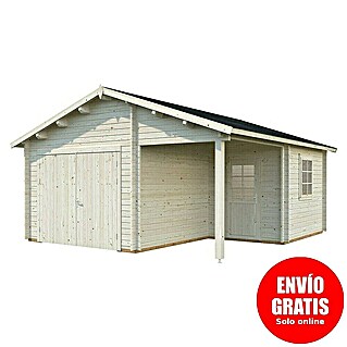Palmako Garaje Roger con puerta abatible (Medidas ext. (An x Pr): 564 x 601 cm, Madera, Natural, 27,1 m²)