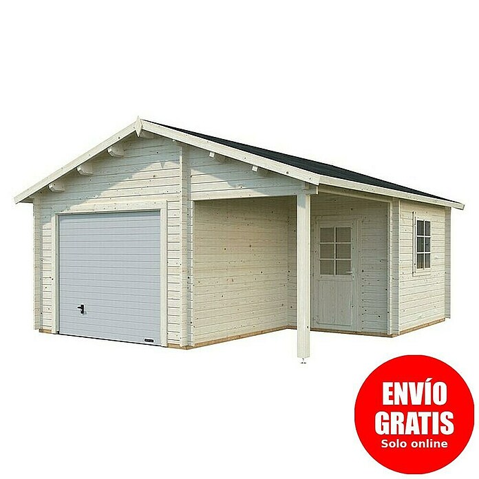 Palmako Garaje Roger con puerta seccional (Medidas ext. (An x Pr): 564 x 601 cm, Madera, Natural, 27,1 m²) | BAUHAUS