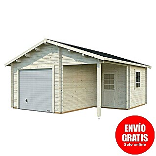 Palmako Garaje Roger con puerta seccional (Medidas ext. (An x Pr): 564 x 601 cm, Madera, Natural, 27,1 m²)