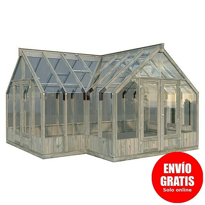 Palmako Invernadero Emilia XL (Medidas ext. (An x Pr): 421 x 543 cm, Madera, 18 mm, Gris) | BAUHAUS
