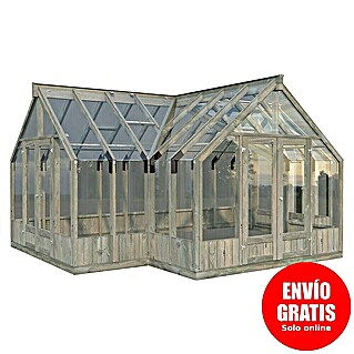 Palmako Invernadero Emilia XL (Medidas ext. (An x Pr): 421 x 543 cm, Madera, 18 mm, Gris)