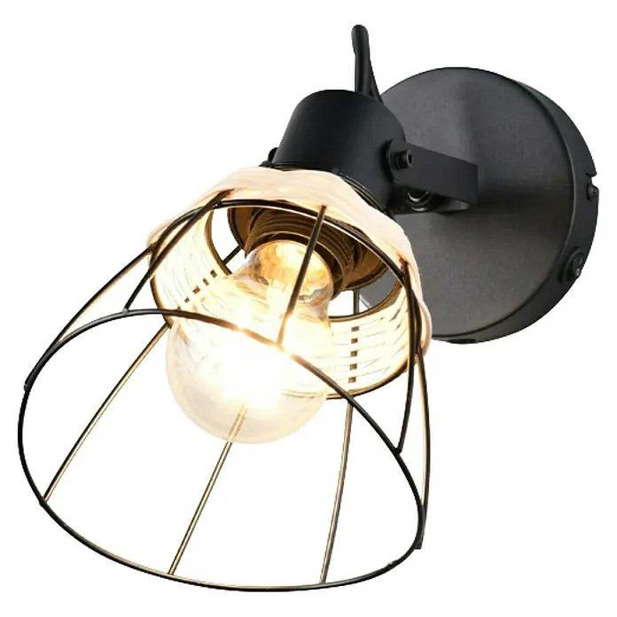 Trio Lighting Aplique de pared - 10 W, L x An x Al: 14 x 14 x 27,5 cm, Negro, E27 - Esta elegante lámpara de pared con diseño de rejilla proporciona luz cálida. La lámpara tiene un estilo moderno e industrial.