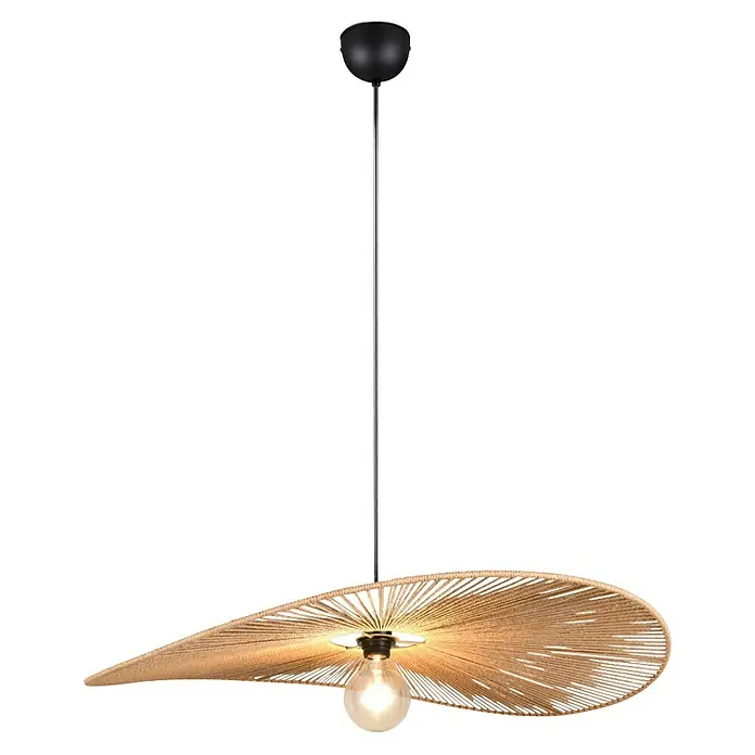 Trio Lighting Lámpara colgante redonda Laurine - 40 W, Ø x Al: 78 x 150 cm, Marrón, E27 - Esta lámpara colgante moderna con una llamativa pantalla redonda hecha de cuerda tejida es muy atractiva y da luz cálida.