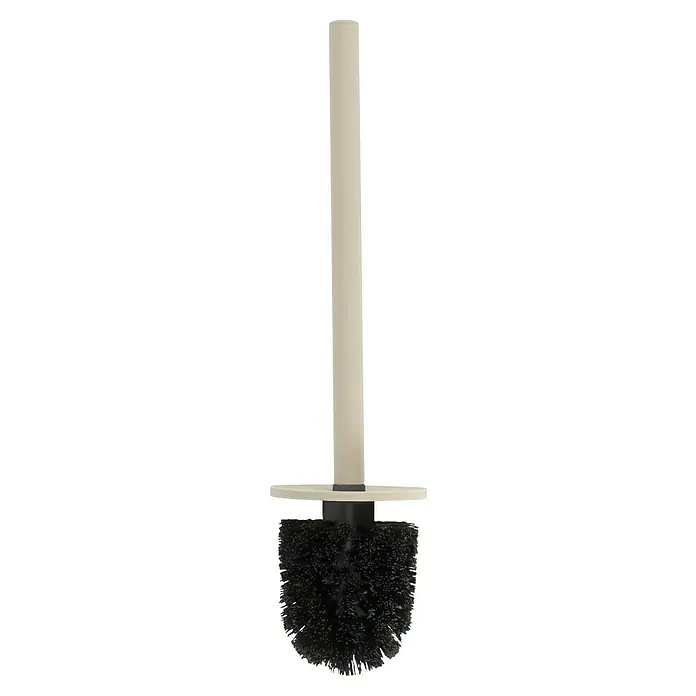 Venus Flakoni WC-Bürstengarnitur - Polyresin, Beige - Eine Nahaufnahme einer WC-Bürste mit einem cremefarbenen Griff und schwarzen Borsten, die für eine effektive Reinigung entwickelt wurde.