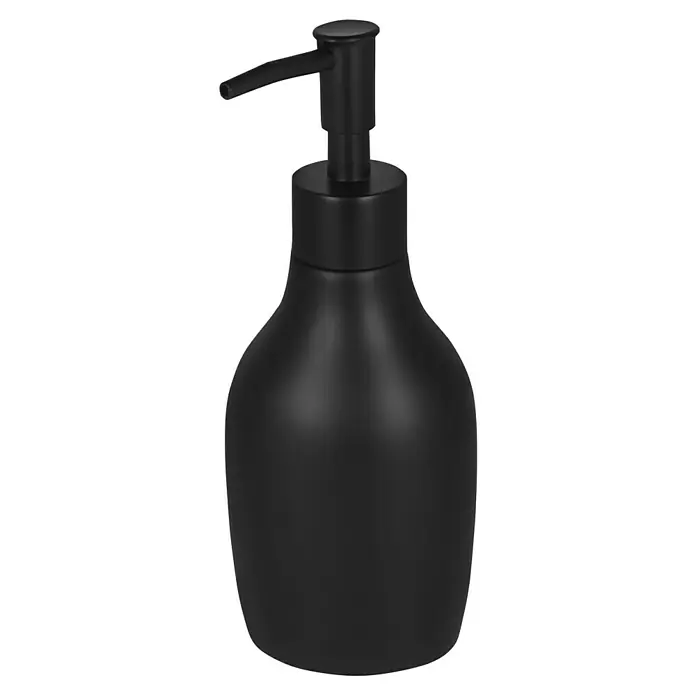 Venus Flakoni Seifenspender - Polyresin, Schwarz - Schwarzer Seifenspender mit Pumpkopf für Bad oder Küche, stilvoll und funktional. Ideal für Flüssigseife oder Lotionen und bietet ein elegantes Design.