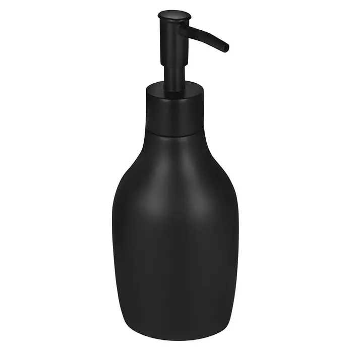Venus Flakoni Dispensador de jabón - L x An x Al: 76 x 65 x 193 cm, Plástico, Negro - Dispensador de jabón negro con cabezal de bomba. El dispensador tiene una forma elegante y bulbosa y queda bien en el baño.