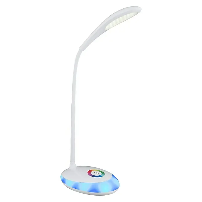 Globo LED-Tischleuchte Minea - 4,4 W, L x B x H: 30 x 11 x 48 cm, Weiß, Transparent, Neutralweiß - Elegante, weiße LED-Schreibtischlampe mit Farblicht und Touch-Bedienung für stimmungsvolle Beleuchtung und komfortable Nutzung im Büro oder Zuhause.