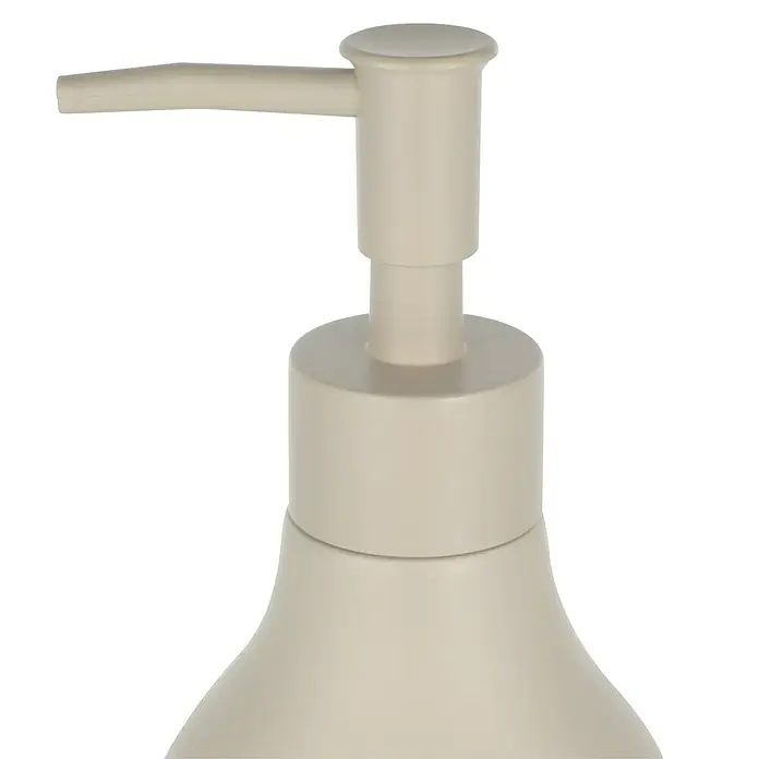 Venus Flakoni Seifenspender - Polyresin, Beige - Nahaufnahme eines beigefarbenen Seifenspenders, der ein elegantes und funktionales Design für Badezimmer oder Küche zeigt.