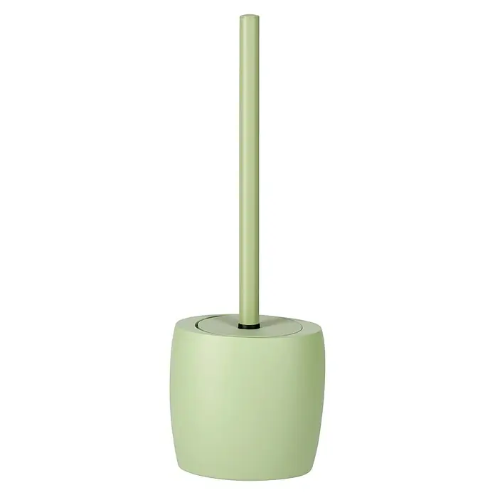 Venus Flakoni WC-Bürstengarnitur - Polyresin, Sage - Nahaufnahme einer hellgrünen Toilettenbürste mit Halter, die ein minimalistisches und modernes Design für das Badezimmer zeigt.