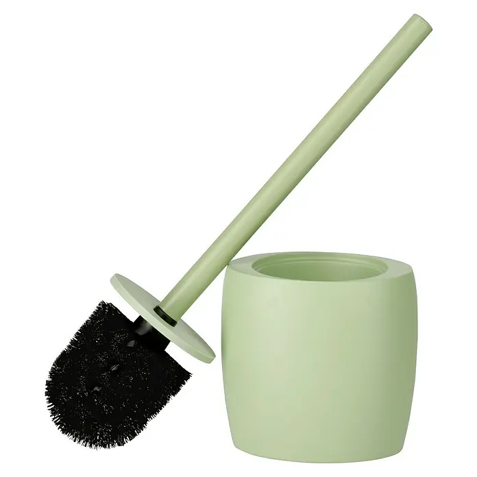 Venus Flakoni WC-Bürstengarnitur - Polyresin, Sage - Eine hellgrüne Toilettenbürste und Halterung. Das Set ist sauber und ordentlich, perfekt für jedes Badezimmer.