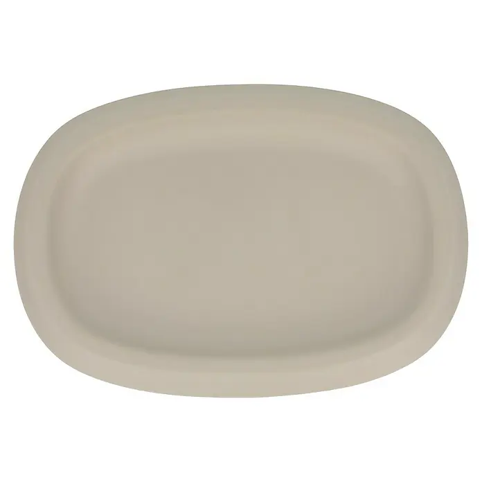 Venus Flakoni Seifenschale - Beige, Polyresin - Abbildung einer leeren, beigen Servierplatte in länglicher Form, ideal für die Präsentation von Speisen.