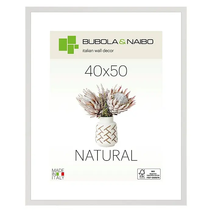 Bubola & Naibo Holzrahmen 4405/05 - 40 x 50 cm, Weiß - Ein eleganter, weiß gerahmter Bilderrahmen von BUBOLA & NAIBO, der mit seinem natürlichen Design und den Maßen 40x50 cm besticht.