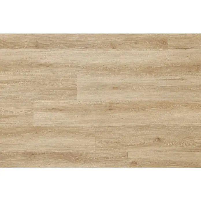 Vinylboden SPC XL - Eiche Harlow, Landhausdiele, 1.511 x 229 x 6,3 mm - Helles Holzboden-Muster mit Paneelen. Das Muster ist freundlich und einladend.