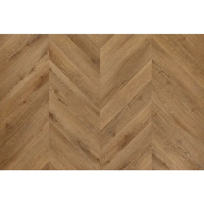 Vinylboden SPC Chevron - Garda Eiche, 120 x 600 x 4,5 mm - Attraktives Fischgrät-Muster aus Holz. Das Parkett sorgt für ein warmes und elegantes Ambiente in jedem Raum. Hochwertige Verarbeitung und natürliche Optik.