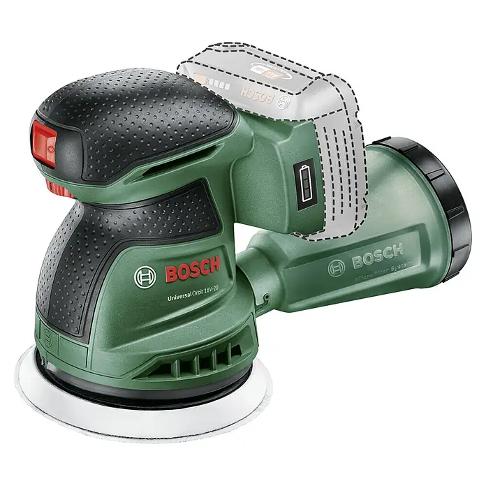 Bosch Power for All 18V Lijadora excéntrica de batería UniversalOrbit 20 -  - La lijadora orbital a batería Bosch Universal Orbit 18V-20 es una herramienta potente y versátil para el lijado.