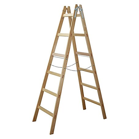 Sprossen-Doppelleiter (Höhe: 200 cm, Anzahl Tritte: 12 Stk., Holz)