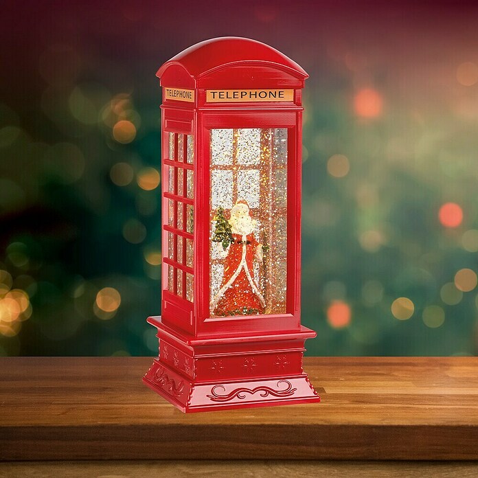 Figura LED navideña cabina Papa Noel (11 x 11 x 27 cm, Rojo, Funciona con pilas, LED) | BAUHAUS
