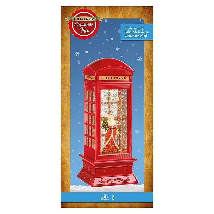 Figura LED navideña cabina Papa Noel (11 x 11 x 27 cm, Rojo, Funciona con pilas, LED) | BAUHAUS