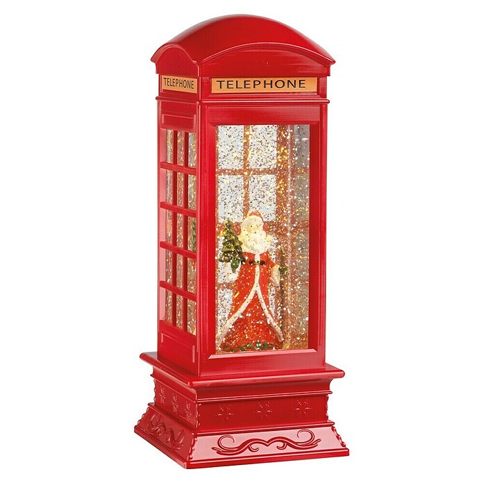 Figura LED navideña cabina Papa Noel (11 x 11 x 27 cm, Rojo, Funciona con pilas, LED) | BAUHAUS