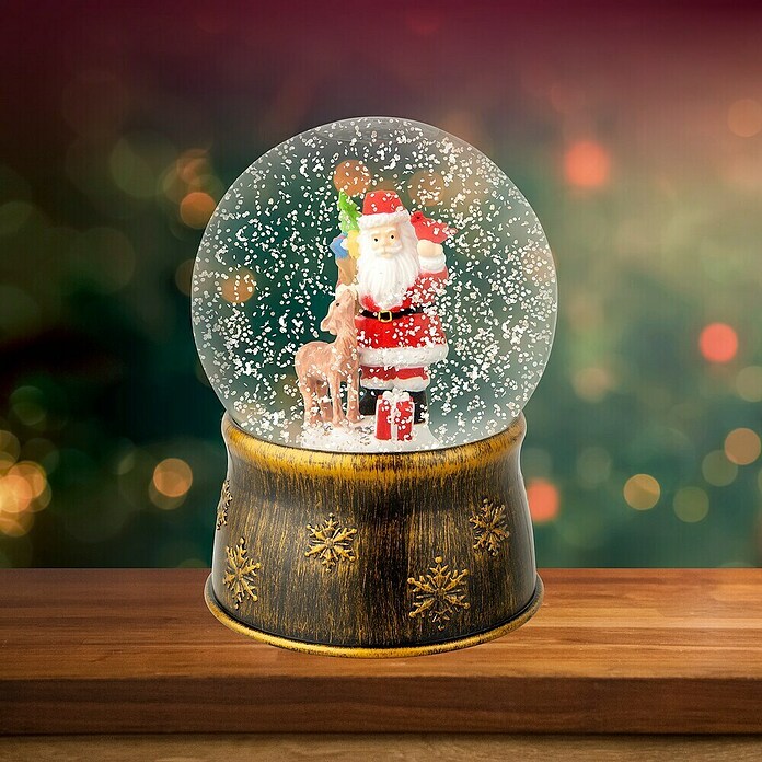 Figura LED navideña bola de nieve (6 x 13 x 17,5 cm, Bronce, Funciona con pilas, LED) | BAUHAUS