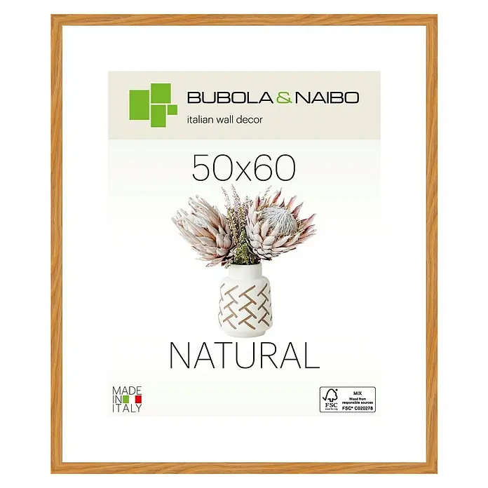 Bubola & Naibo Holzrahmen Tulipa 6340 - 50 x 60 cm, Eiche - Ein dekorativer Bubola & Naibo Wandbilderrahmen in 50x60 cm, der mit seinem natürlichen Holzdesign jeden Raum aufwertet.