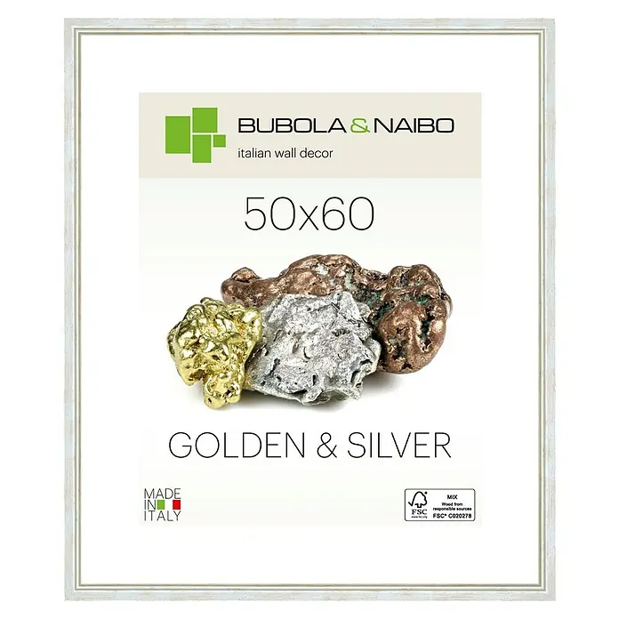 Bubola & Naibo Holzrahmen Marisa 6280 - 50 x 60 cm, Silber - Gerahmtes Wanddekor "Golden & Silver" von Bubola & Naibo, 50x60 cm, für stilvolle Akzente im Raum.