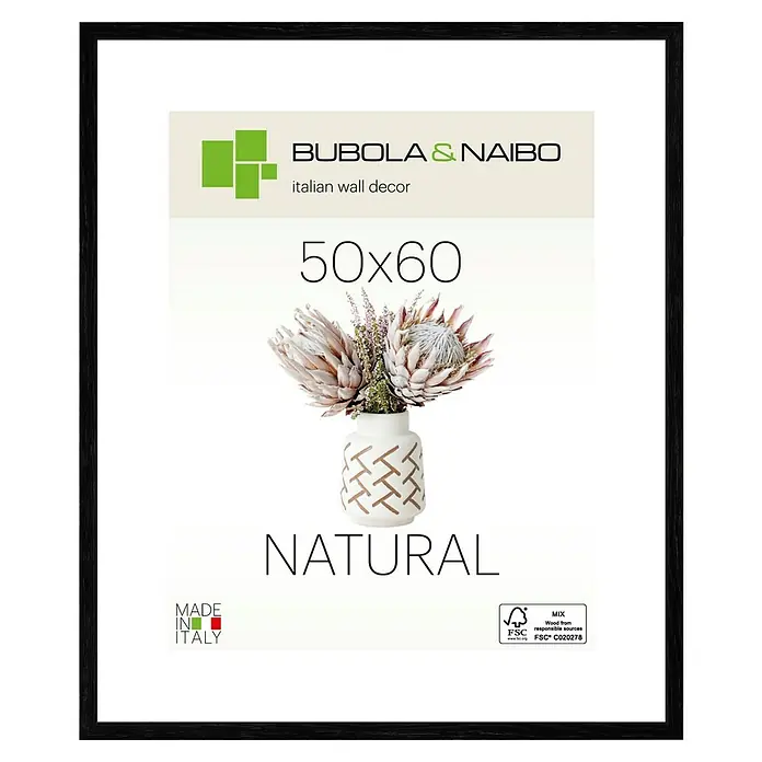 Bubola & Naibo Holzrahmen Tulipa 6340 - 50 x 60 cm, Schwarz - Gerahmtes Wandbild "Natural" von Bubola & Naibo, 50x60 cm, mit Blumenmotiv und FSC-Zertifizierung für eine nachhaltige Wanddekoration.