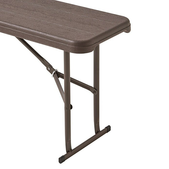 Banco de camping plegable Wood (L x An x Al: 180 x 28 x 43 cm, HDPE/Acero, Marrón) | BAUHAUS