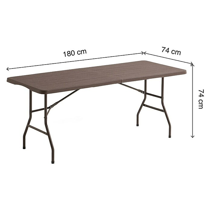 Mesa plegable Wood (L x An x Al: 180 x 75 x 74 cm, Marrón) | BAUHAUS