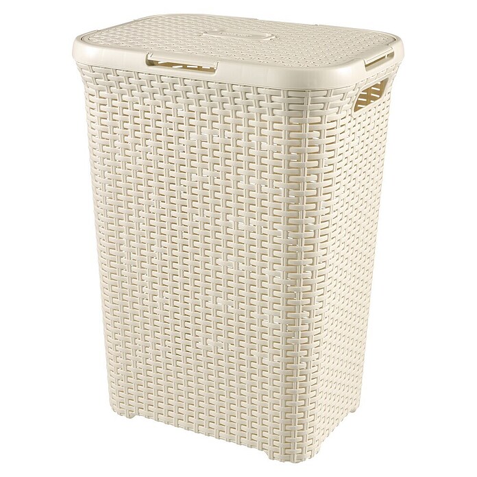 Keter Style Wäschekorb Deco Rattan (60 l, Creme, Rechteckig, Kunststoff)