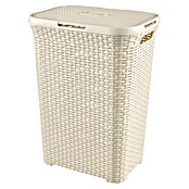 Keter Style Wäschekorb Deco Rattan (60 l, Creme, Rechteckig, Kunststoff)