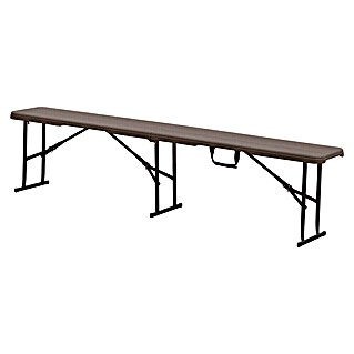 Banco plegable Wood (L x An x Al: 180 x 28 x 43 cm, HDPE/Acero, Marrón)