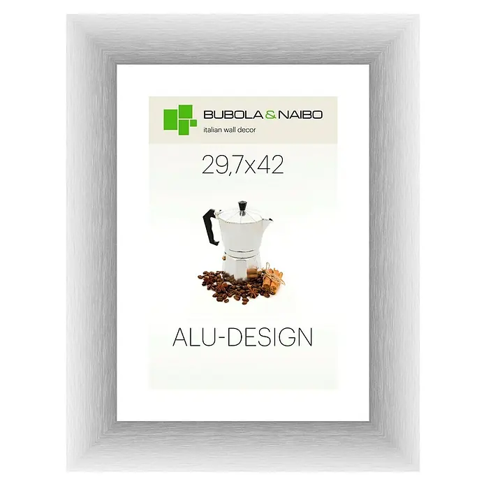 Bubola & Naibo Alurahmen Alu-Design II - Bildformat: DIN A3, Silber - Ein silberner Aluminiumrahmen "ALU-DESIGN" von Bubola e Naibo für ein stilvolles Wanddekor im Format 29,7x42 cm.
