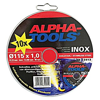 Alpha Tools Trennscheibe Inox (Durchmesser Scheibe: 115 mm, Geeignet für: Edelstahl, 10 Stk.)