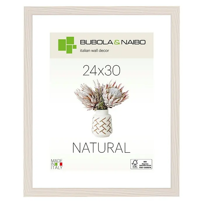 Bubola & Naibo Holzrahmen Tulipa 6340 - 24 x 30 cm, Weiß - Ein 24x30 "Natural" Bilderrahmen von Bubola & Naibo. Perfekt für moderne Wanddekoration, um Ihrem Zuhause einen Hauch von italienischem Stil zu verleihen.