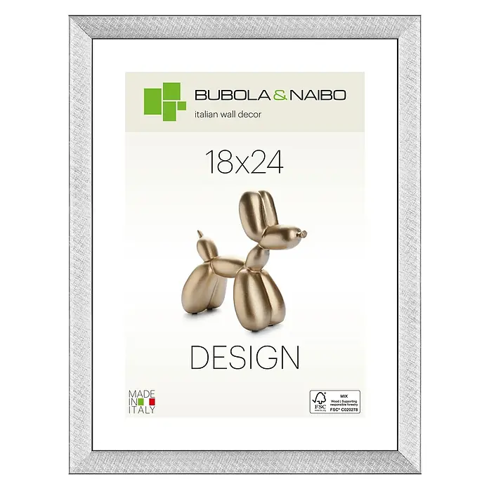 Bubola & Naibo Holzrahmen Maya - 18 x 24 cm, Silber - Bubola & Naibo Wanddeko im Silberrahmen, 18x24 cm, mit modernem Ballonhund-Design für stilvolle Akzente in Ihrem Zuhause.