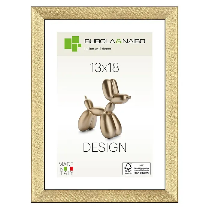 Bubola & Naibo Holzrahmen Maya - 13 x 18 cm, Gold - Elegantes 13x18 Wandbild mit goldenem Rahmen von Bubola & Naibo, das jedem Raum einen Hauch von italienischem Design und Stil verleiht.
