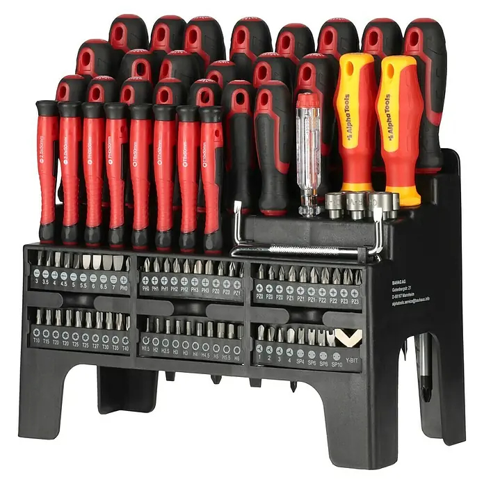 Alpha Tools Schraubendreher-Set - 101 -tlg. - Ein umfassendes Set mit Schraubendrehern und Bits, ideal für diverse Schraubarbeiten.