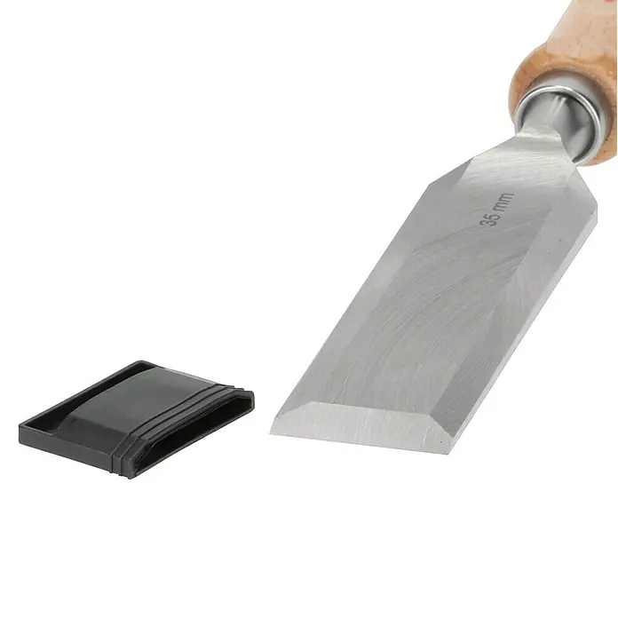 Alpha Tools Stechbeitel-Set - 6 -tlg. - Ein 35mm Stecheisen mit Holzgriff und Klingenschutz. Ideal für präzise Holzarbeiten und Handwerksprojekte. Hochwertige Verarbeitung für lange Lebensdauer.