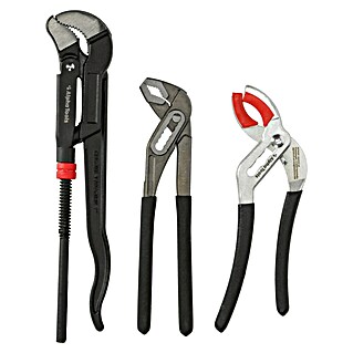 Alpha Tools Zangen-Set Sanitär (3 -tlg., 1 x Wasserpumpenzange, 1 x Verstellbare Armaturenzange, 1 x Rohrzange)