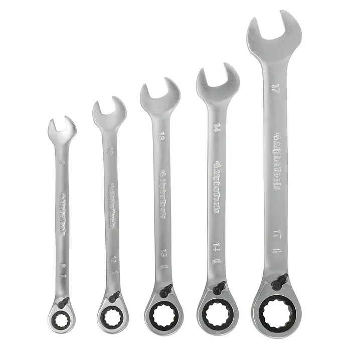 Alpha Tools Ringmaulratschenschlüssel-Satz - 5 -tlg. - Ein Set Ratschenschlüssel von Alpha Tools in verschiedenen Größen, ideal für jede Werkstatt. Robuste Ausführung für vielseitige Anwendungen.