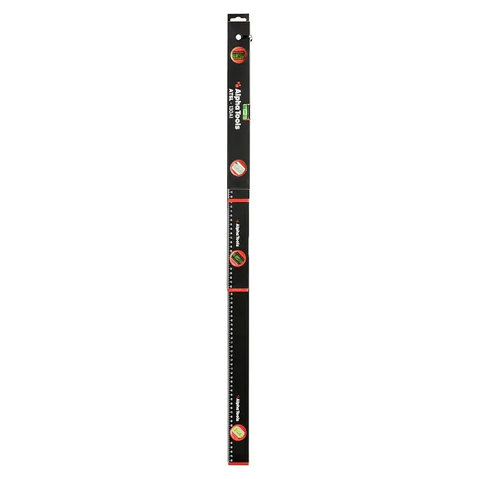 Alpha Tools Wasserwaagen-Set - 3 Stk. - Alpha Tools Wasserwaage ATSL-130A1 mit drei Libellen, Messskala und Aufhängevorrichtung für präzise Nivellierung im Bau- und Heimwerkerbereich.