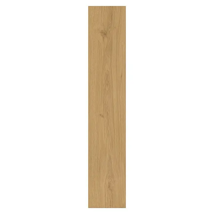 Parador Vinylboden Classic 2030 - Eiche Regent natur Gebürstete Struktur, Landhausdiele, 1.207 x 216 x 9,6 mm - Detailaufnahme einer einzelnen, hellbraunen Holzdiele mit einer markanten Maserung, die eine warme und natürliche Atmosphäre vermittelt.