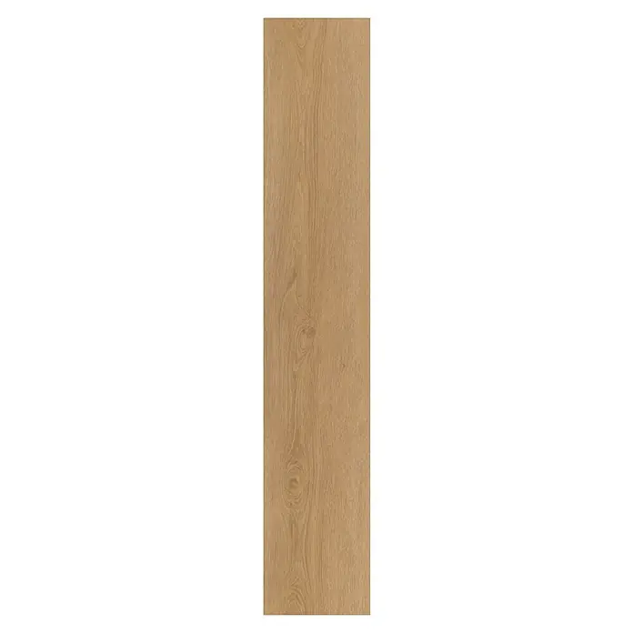 Parador Vinylboden Classic 2030 - Eiche Studioline natur Holzstruktur, Landhausdiele, 1.207 x 216 x 9,6 mm - Abbildung einer einzelnen, länglichen Holzdielenfliese mit einer hellbraunen Farbe und einer ausgeprägten Holzmaserung.